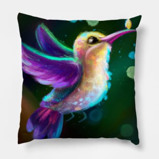 Cute Hummingbird Drawing Pillow