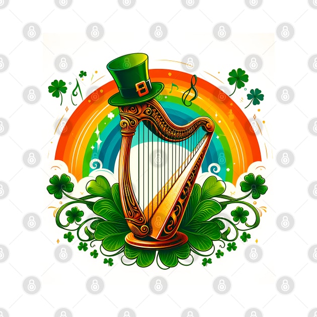 Fans Of Irish Music And This Harp And Shamrock Drawing is a must for St. Patrick's Day. by click2print