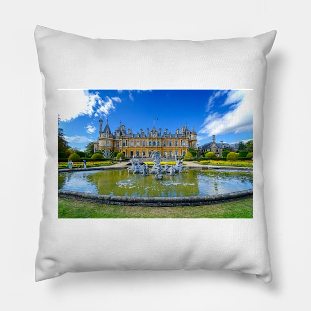 The Pond and Manor at Waddesdon Pillow by BrianPShaw