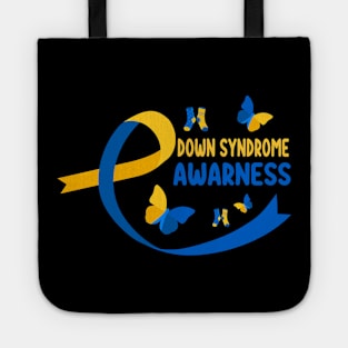 World Down Syndrome Socks T21 Blue And Yellow Ribbon Tote