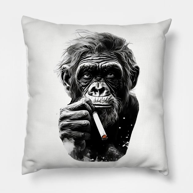 Enjoy Life - Chimpanzee Bliss - Embrace the Chill! Pillow by 6StringD