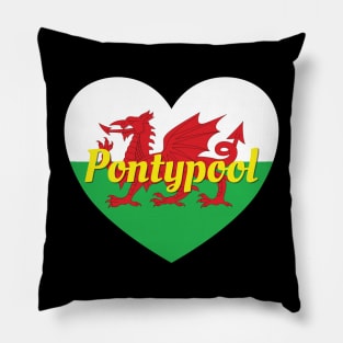 Pontypool Wales UK Wales Flag Heart Pillow