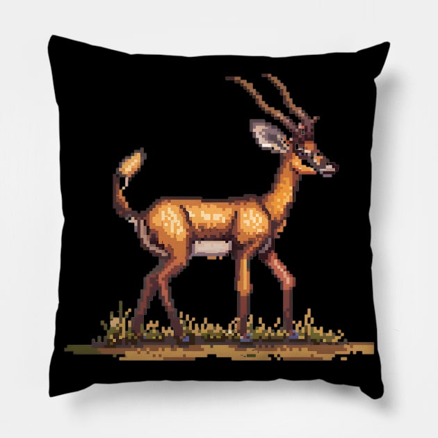 Pixelated Antelope Artistry Pillow by Animal Sphere