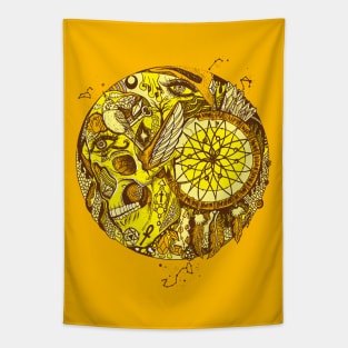 Sorange Skull and Dreamcatcher Circle Tapestry