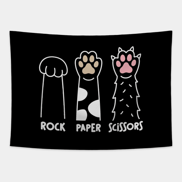 Funny Cat Pawns - Rock, Paper Scissors Tapestry by Issho Ni