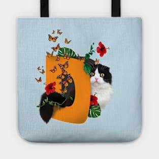 Cat and Butterflies Tote