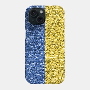 Blue yellow Ukraine flag glitter faux sparkles Phone Case