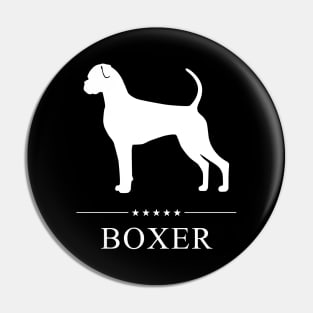 Boxer Dog White Silhouette Pin