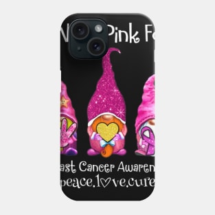 I wear pink for breast cancer awareness peace love cure Phone Case