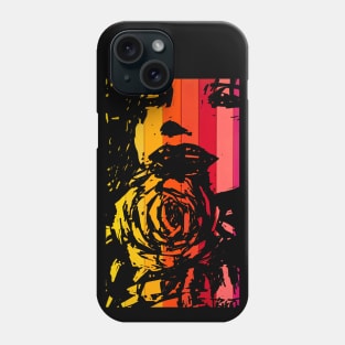 woman with rose in  retro warm color bars Phone Case