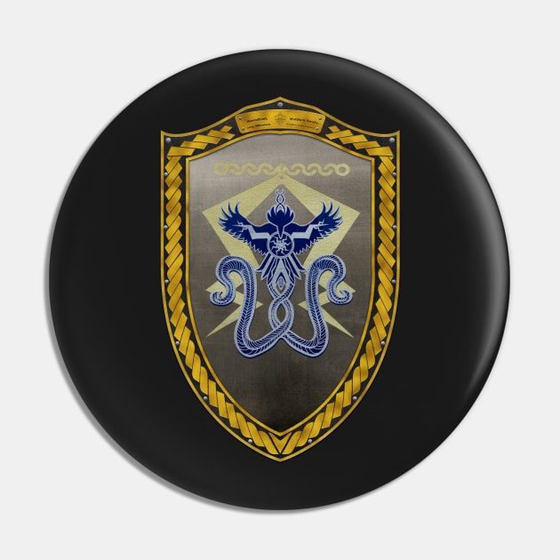 Stormfront (Shield Gold Celtic Rope on black leather) Pin by Swabcraft