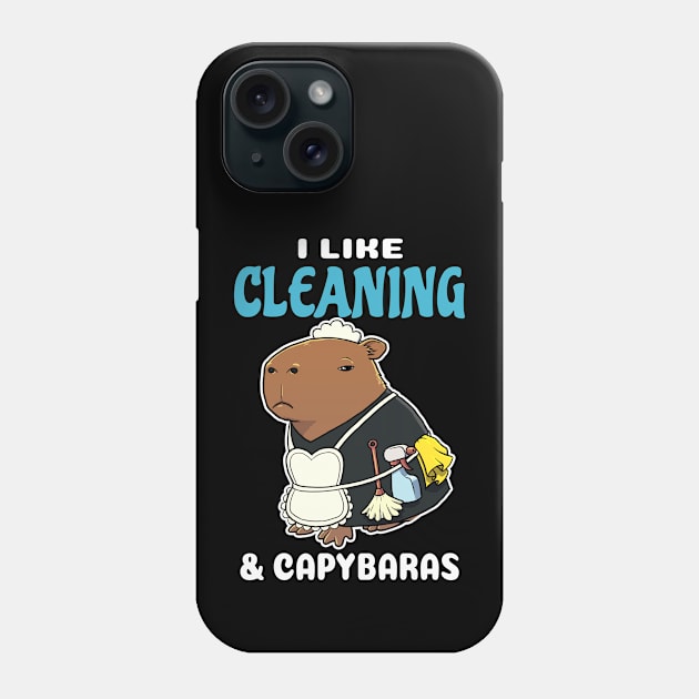 I Like Cleaning and Capybaras Cartoon Phone Case by capydays