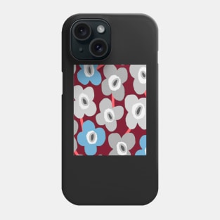 Retro Scandinavian Floral Pattern in Green and purple Phone Case