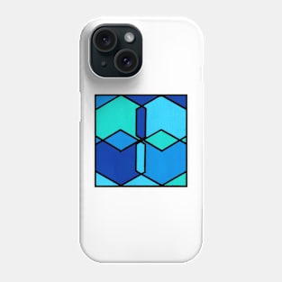 Blue Geometric Abstract Acrylic Painting Phone Case