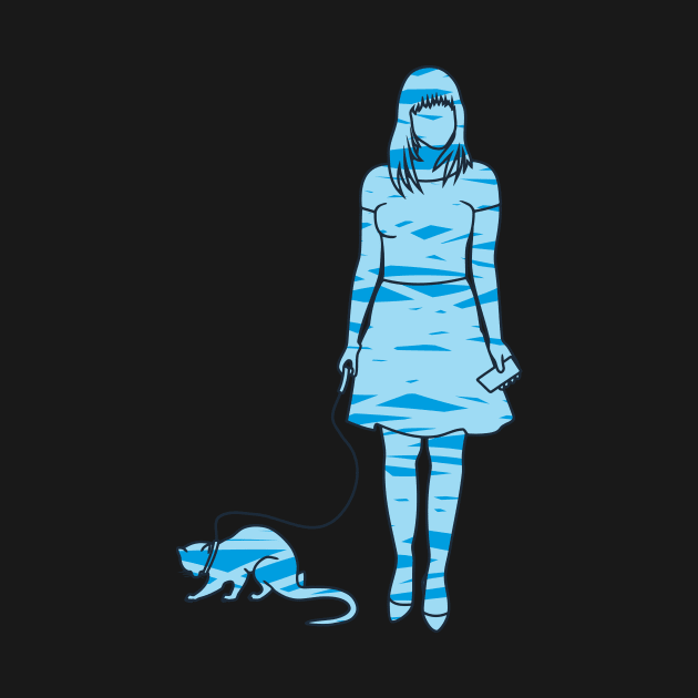 silhouette of a woman walking with weasel by bloomroge