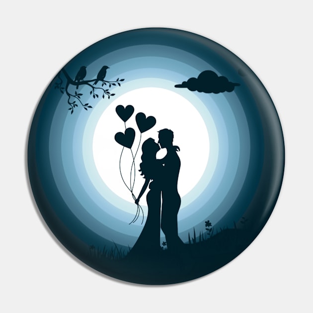 Couple love feel Graphic landscape vactor Art Pin by Tshirtstory