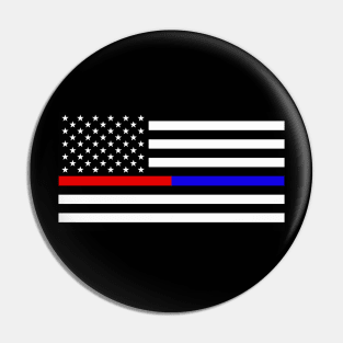 Thin Red and Blue Line American Flag Pin