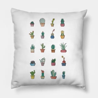 Multi succulent hand drawing Pillow