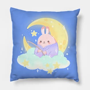 moon rabbit fishing Pillow