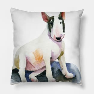 Miniature Bull Terrier Watercolor - Dog Lovers Pillow