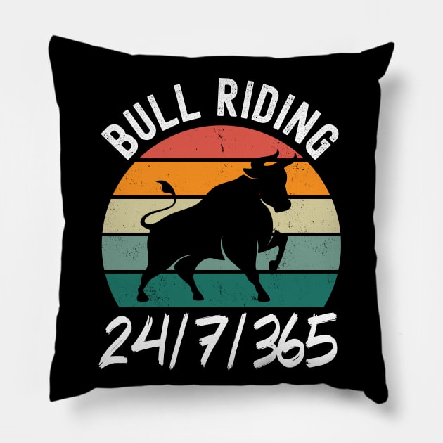 Bull Riding 24/7/365 Pillow by footballomatic