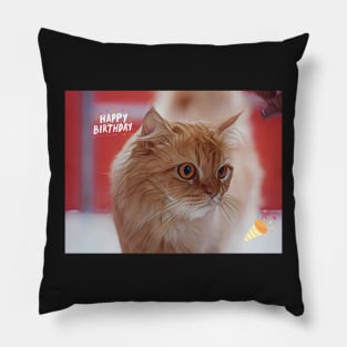 Ginger Cat Happy Birthday Card Pillow