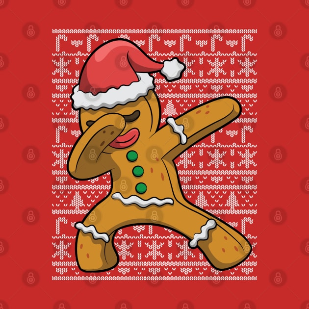 Dabbing Gingerbread Man Ugly Christmas Sweater by E