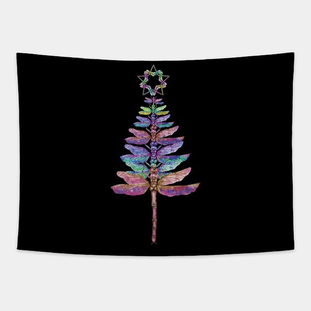 Dragonfly Christmas Tree Tapestry by Tom´s TeeStore