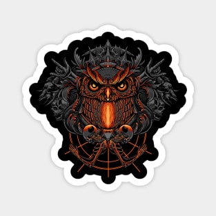 Owl with skull illustration Magnet
