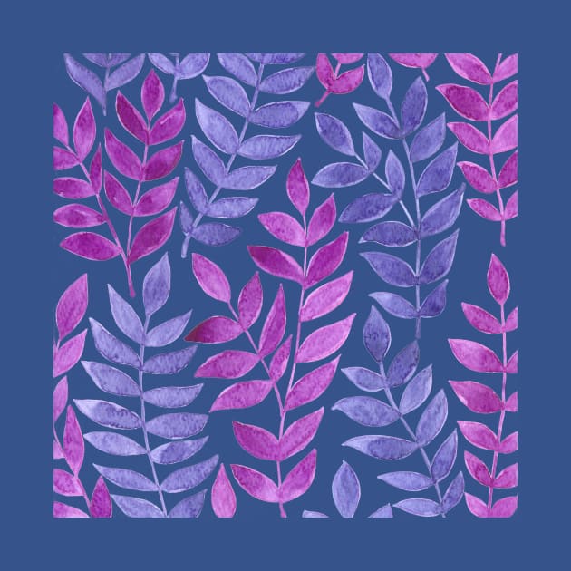 Watercolor leaves in magenta and violet by katerinamk