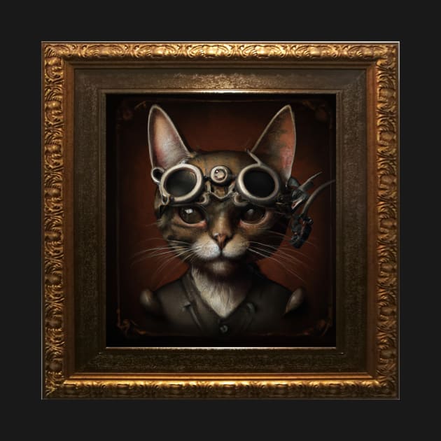 Steampunk Cat Self Portrait by Trip Tank