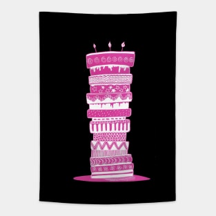 Multi-Layered Cake Linocut - Pink and Blue Tapestry