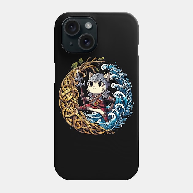 Cute Viking Cat Norse Mythology Celtic Knot Phone Case by TomFrontierArt