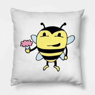 Little Bumble Bee with Flowers Pillow