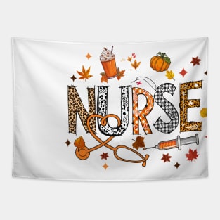 Retro Autumn Pumpkin Fall Nurse Life Thanksgiving Nurse Tapestry