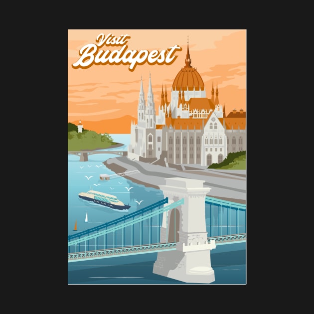 Travel Poster Budapest Hungary Danube by qpiii