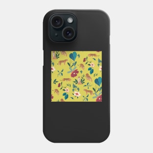 Tigers with Flowers and Leaves Phone Case