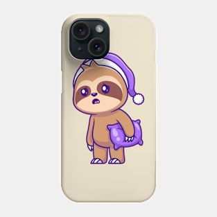 Cute Sloth Sleepy Holding Pillow Cartoon Phone Case