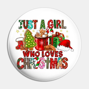 Just A Girl Who Loves Christmas Hot Cocoa Hat Santa Pajama Pin