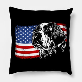 Proud Saint Bernard Dog American Flag patriotic dog Pillow