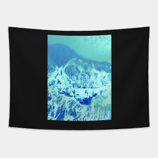 Photo of ocean waves on the beach in light blue gradient Tapestry