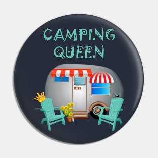 Camping Queen Funny Camper Shirt Gift. Funny camper graphic design with the quote, CAMPING QUEEN Pin