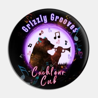 Grizzle Grooves Cochlear Cub | Cochlear Implant | Deaf Pin