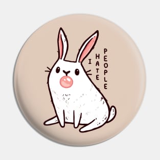 Cute Antisocial Bunny With Bubble Gum That Hates People Pin