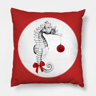 A festive seahorse with ornament Pillow