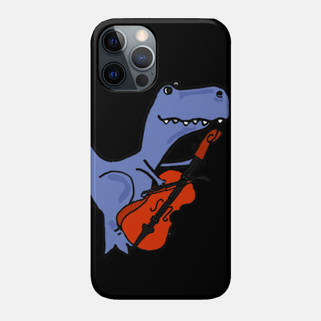 Funny T-rex Dinosaur Playing Cello Cartoon - Cello - Phone Case