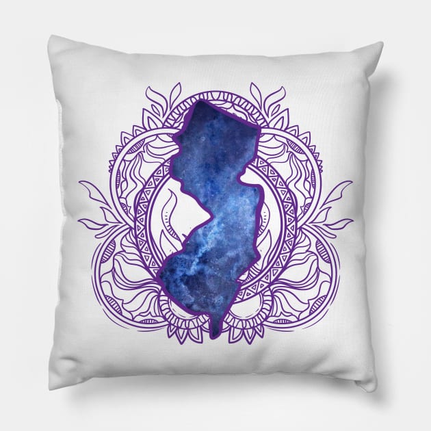 New Jersey Mandala Pillow by Manfish Inc.