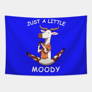 Just A Little Moody, funny cow doing yoga Tapestry