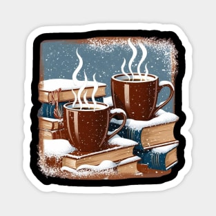 books coffee and snow Magnet