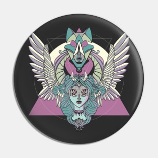 Valkyrie And Wolf Pin